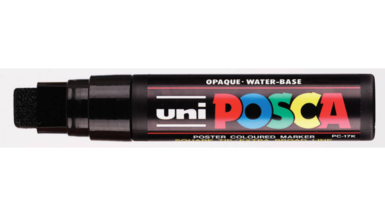 Paintmarker Uni POSCA PC17K extra breed rechthoek zwart