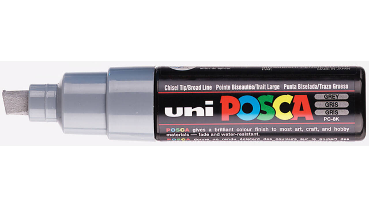 Paintmarker Uni POSCA PC8K breed schuin grijs