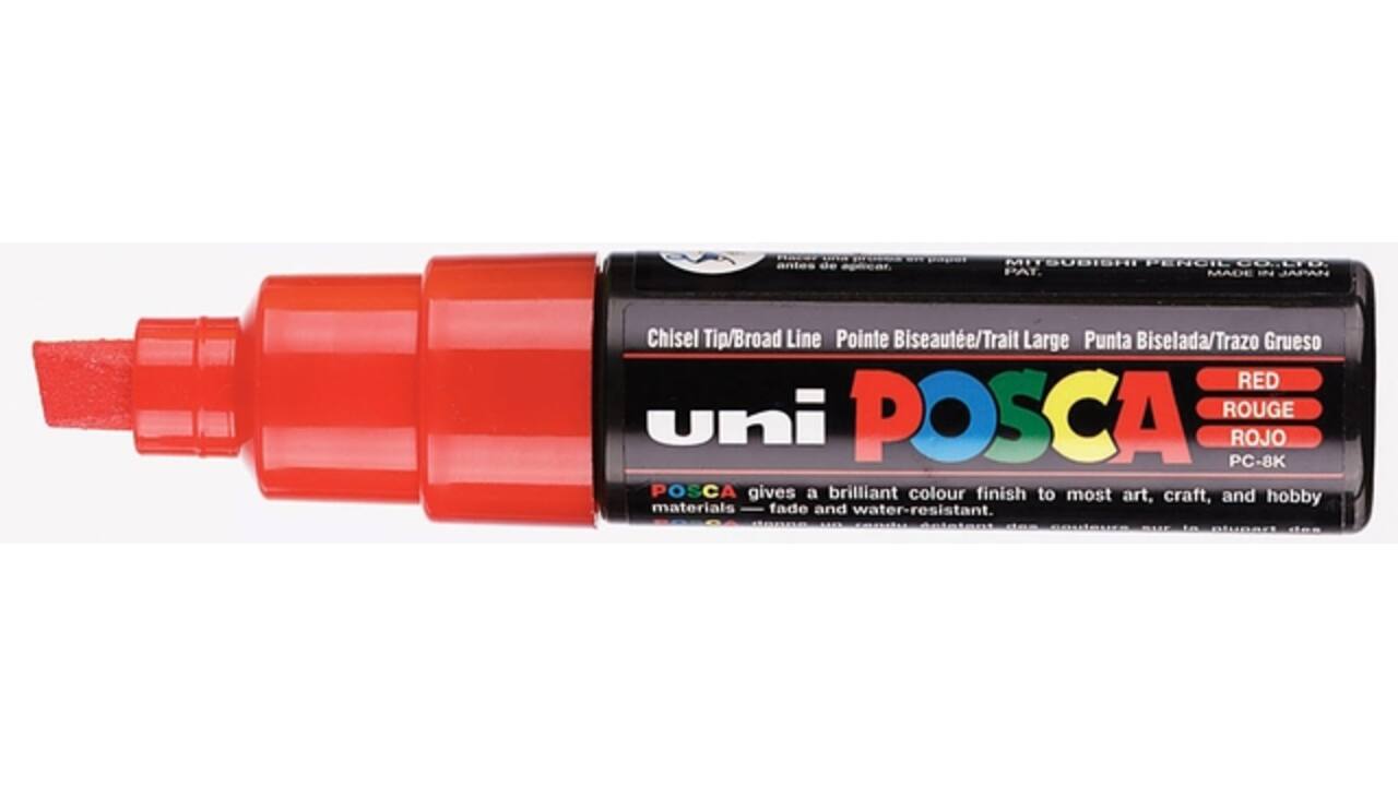 Paintmarker Uni POSCA PC8K breed schuin rood