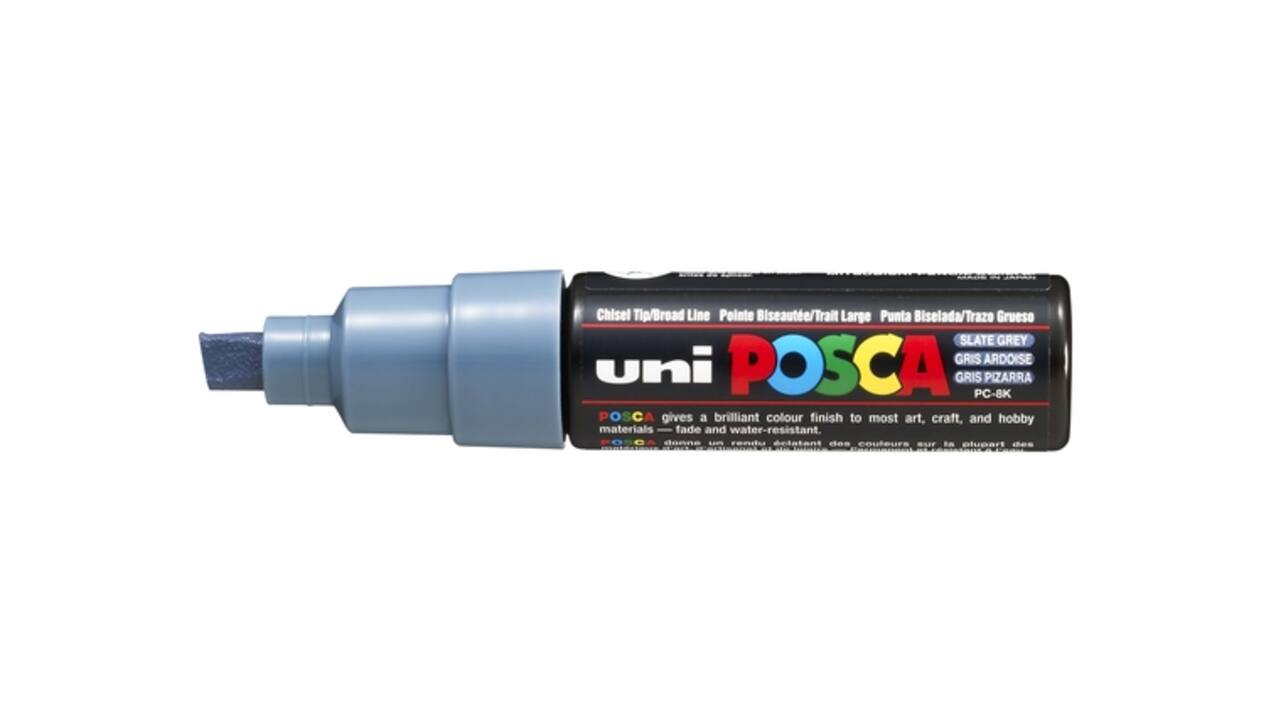Paintmarker Uni POSCA PC8K breed schuin leisteengrijs