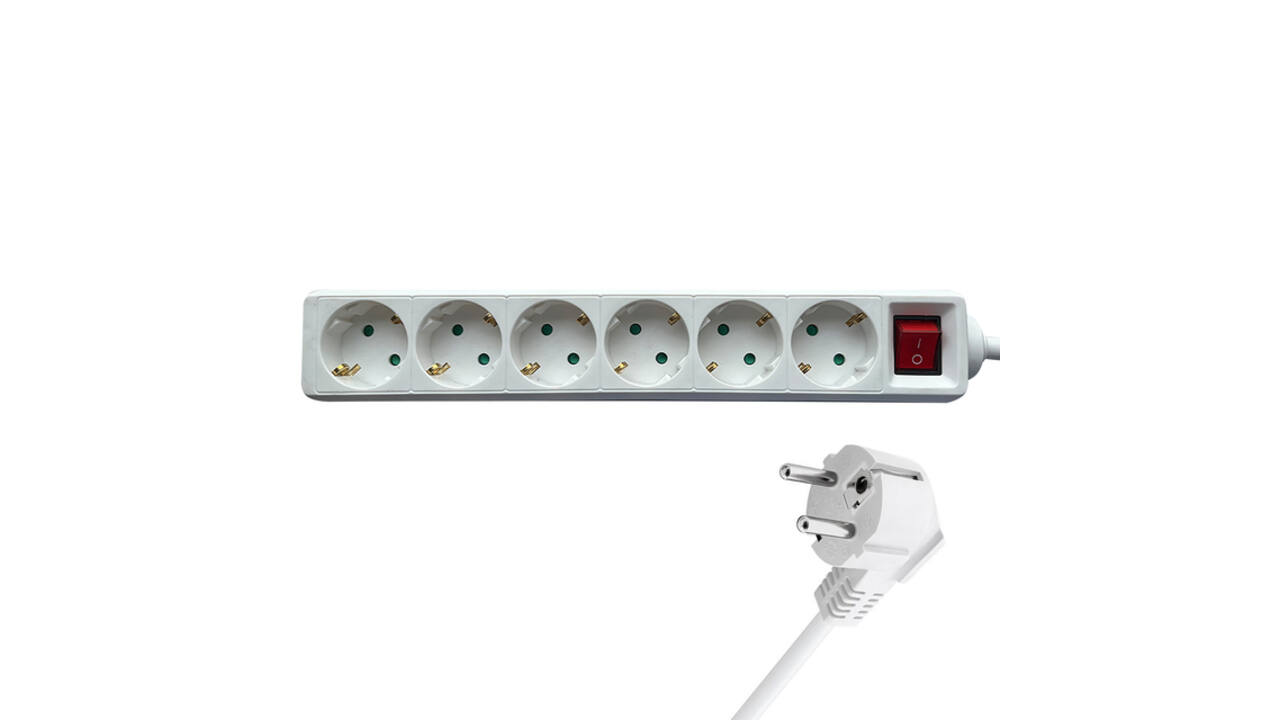 Stekkerdoos BRASQ  6 voudig 1.4 meter wit