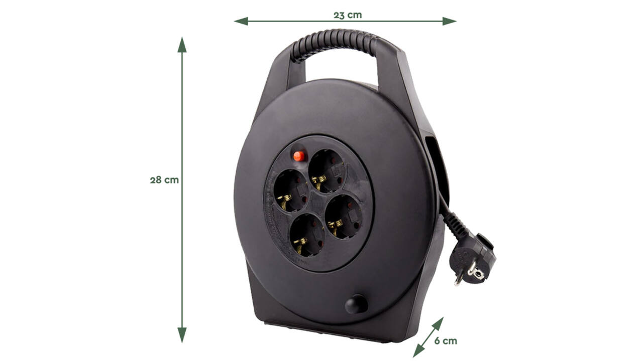 Kabelhaspel BRASQ  4 voudig 15 meter zwart