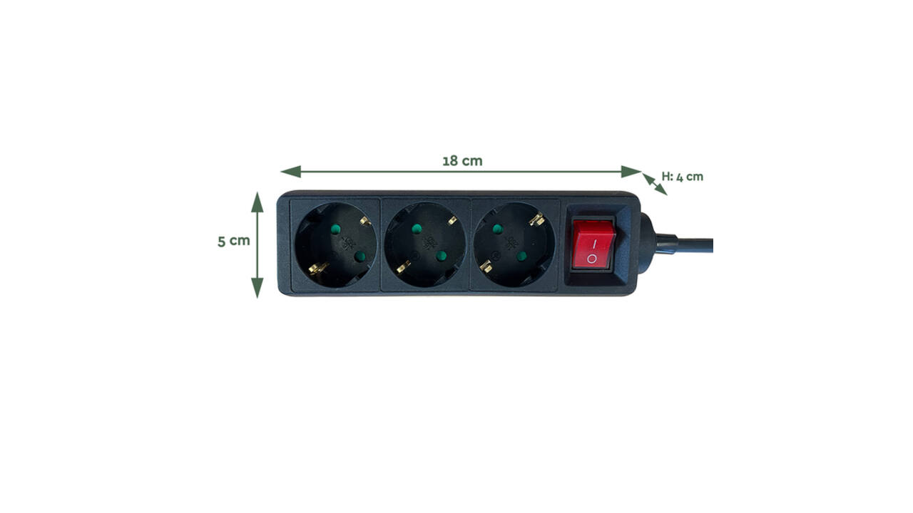 Stekkerdoos BRASQ  3 voudig 1.4 meter zwart