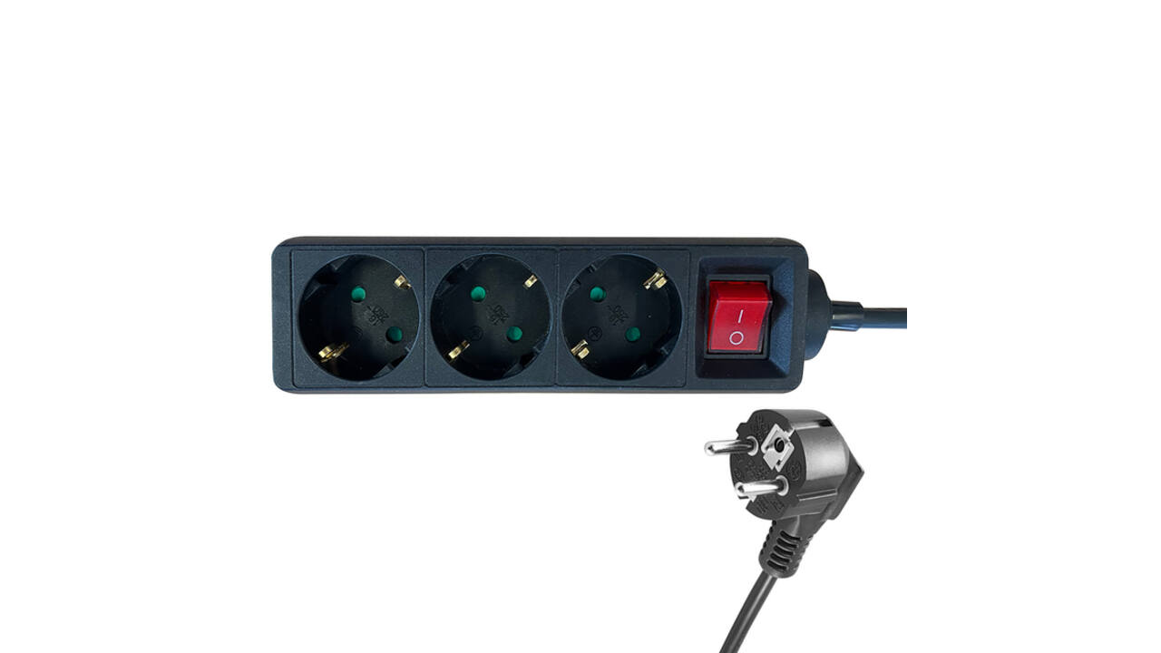 Stekkerdoos BRASQ  3 voudig 1.4 meter zwart