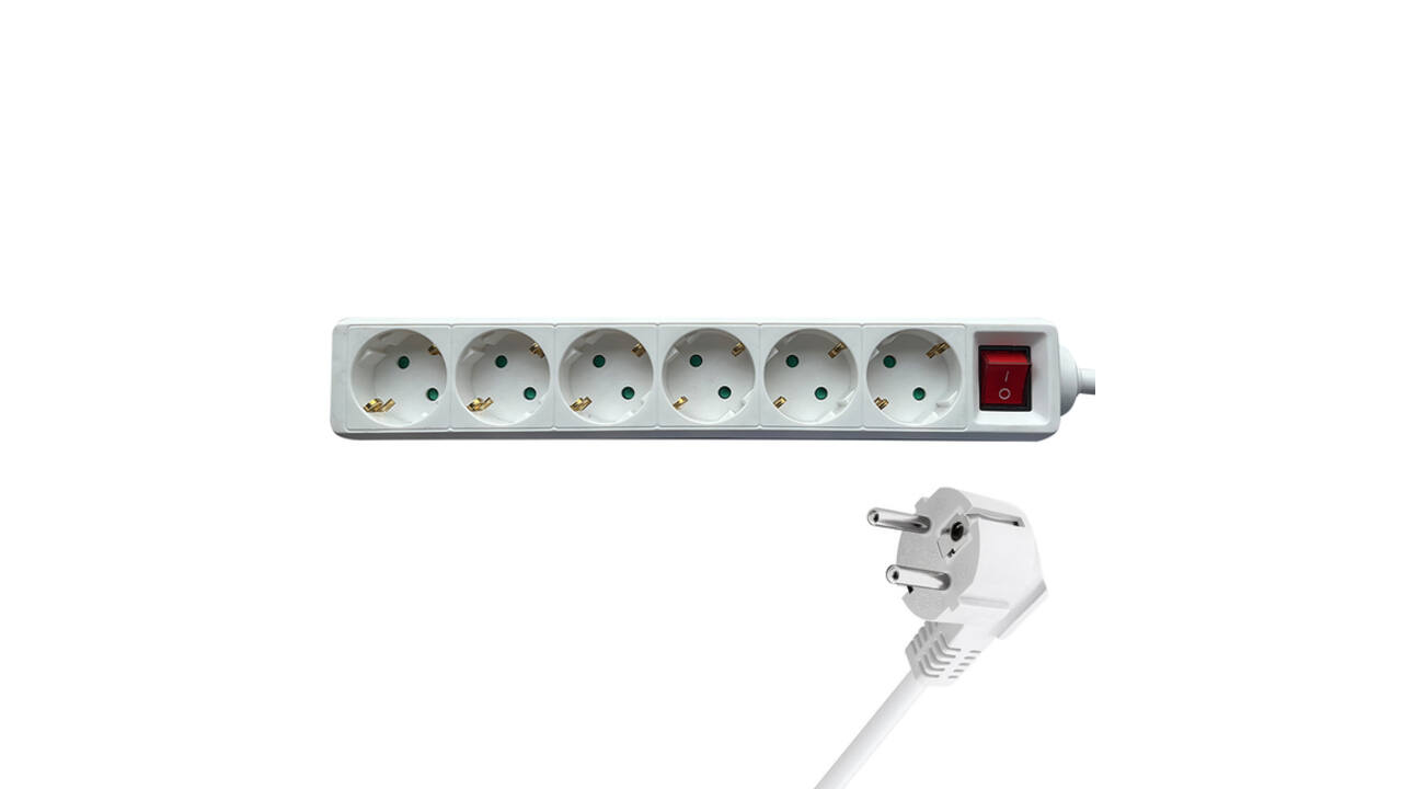 Stekkerdoos BRASQ  6 voudig 3 meter wit