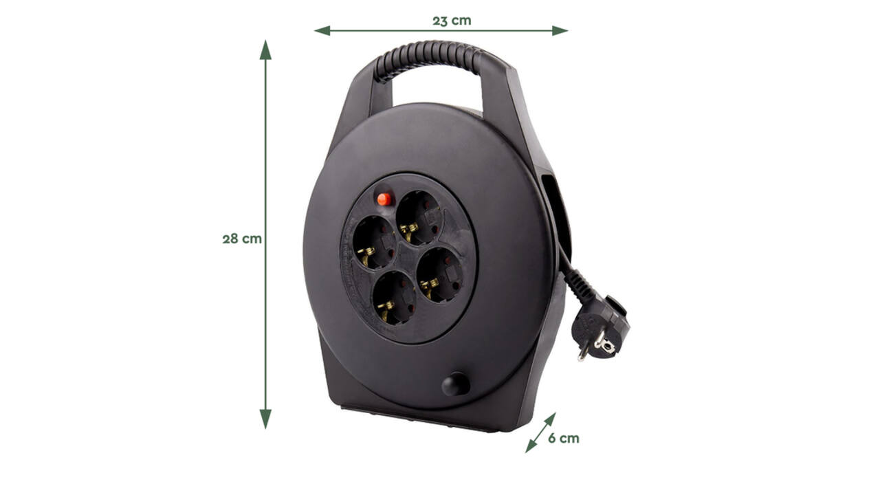 Kabelhaspel BRASQ  4 voudig 10 meter zwart