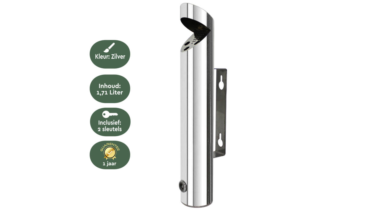 Asbak BRASQ wand AT200 RVS