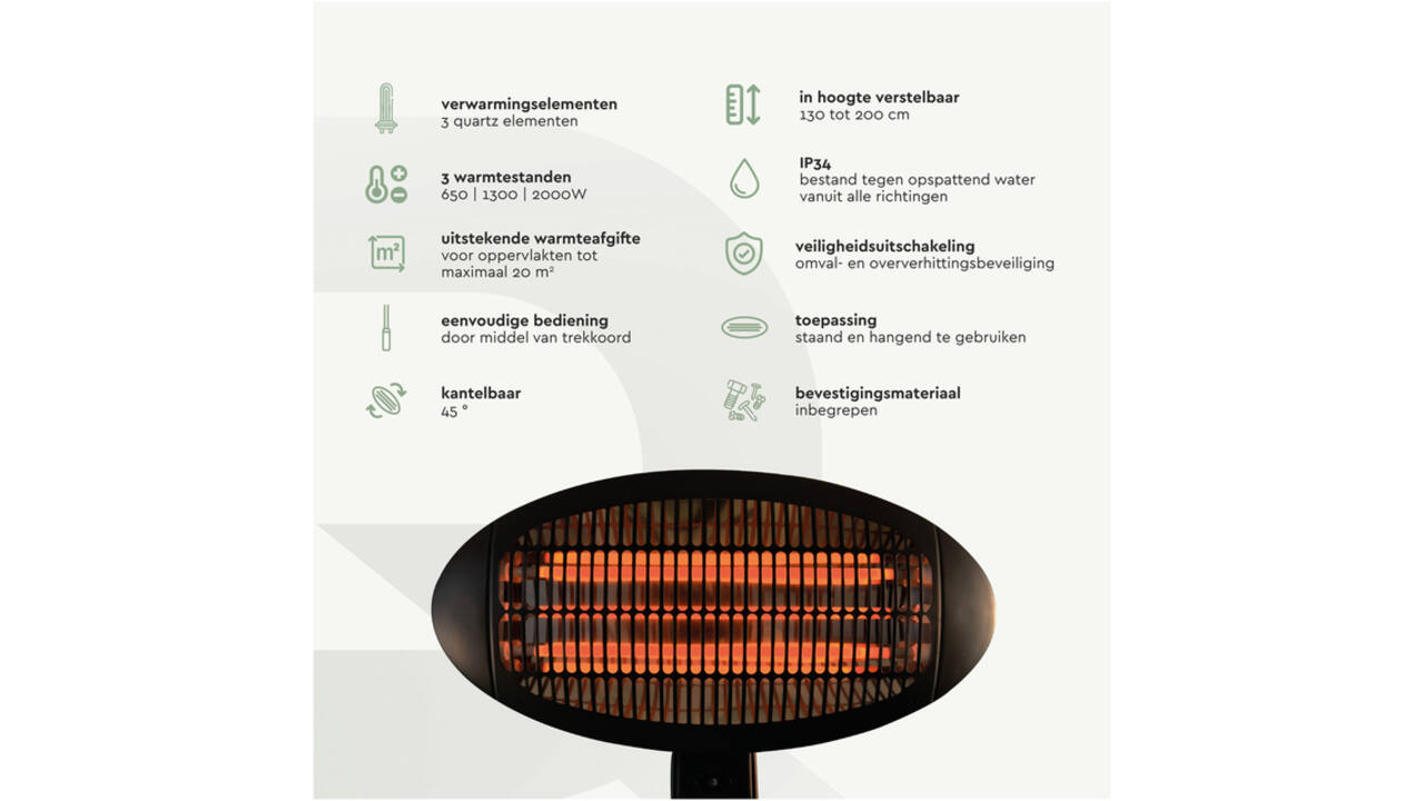 Terrasverwarmer BRASQ PHS100 staand elektrisch
