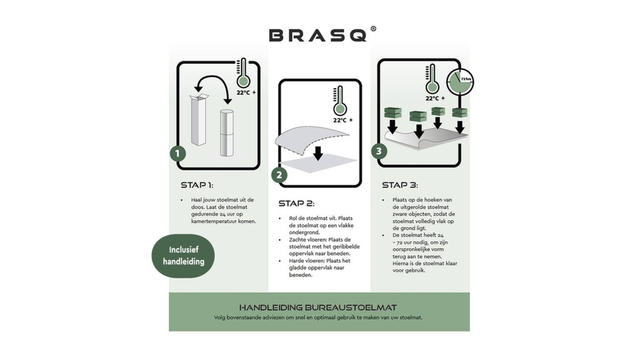 Stoelmat BRASQ PVC 90x120 voor harde vloer