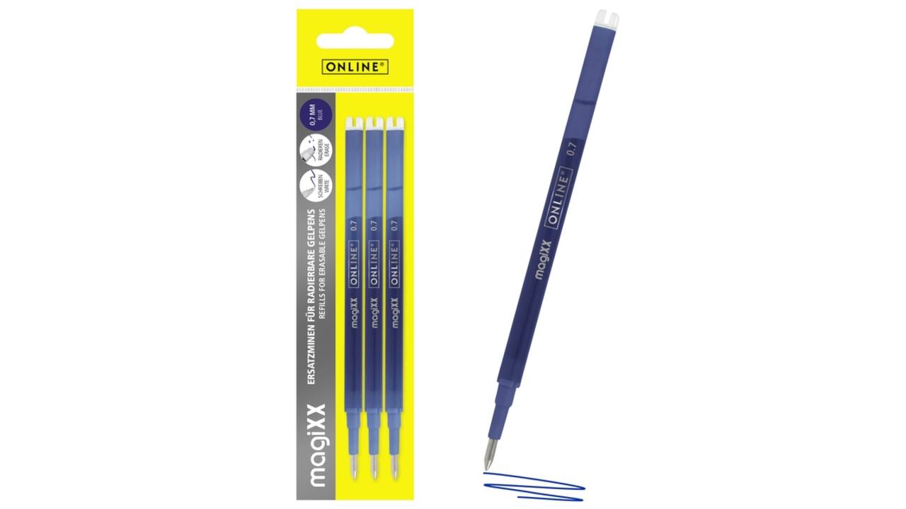 Gelschrijvervulling Online Magixx medium blauw blister à 3 stuks