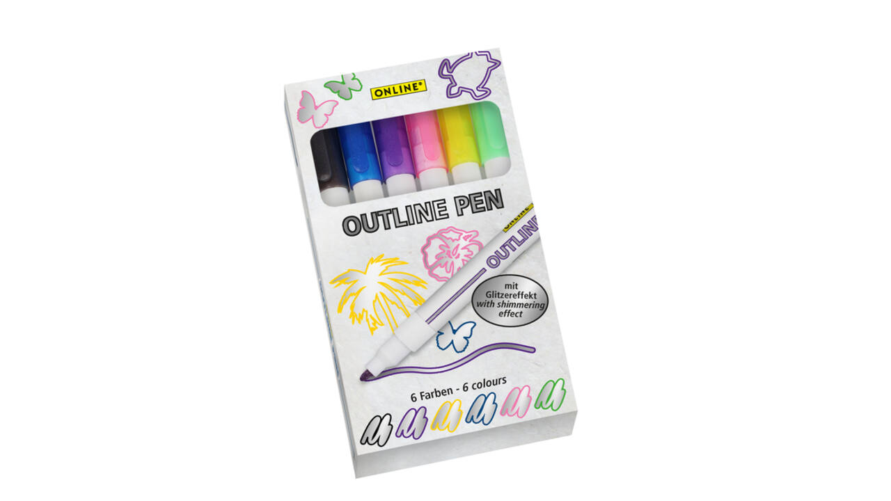 Viltstift Online Outline assorti doos à 6 stuks