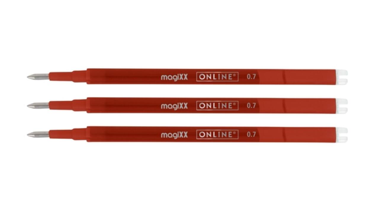 Gelschrijvervulling Online Magixx medium rood blister à 3 stuks
