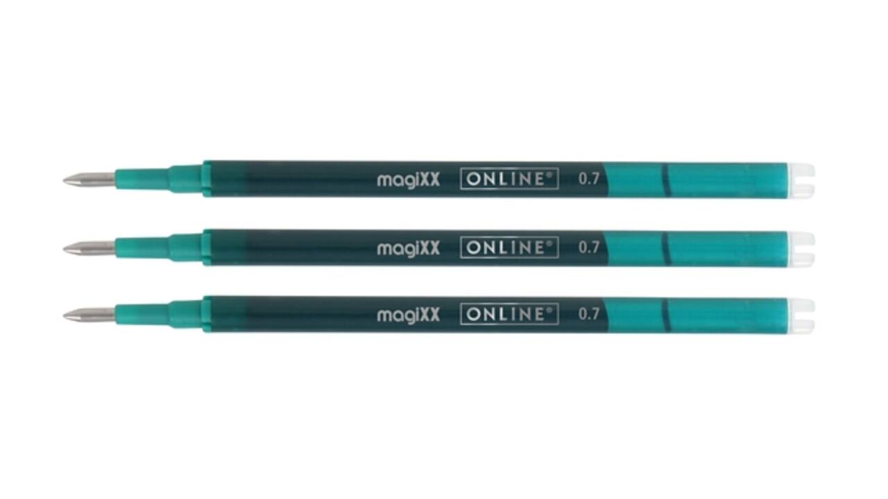 Gelschrijvervulling Online Magixx medium turquoise blister à 3 stuks
