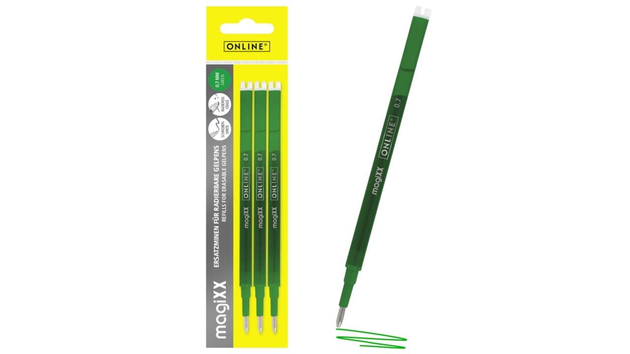 Gelschrijvervulling Online Magixx medium groen blister à 3 stuks