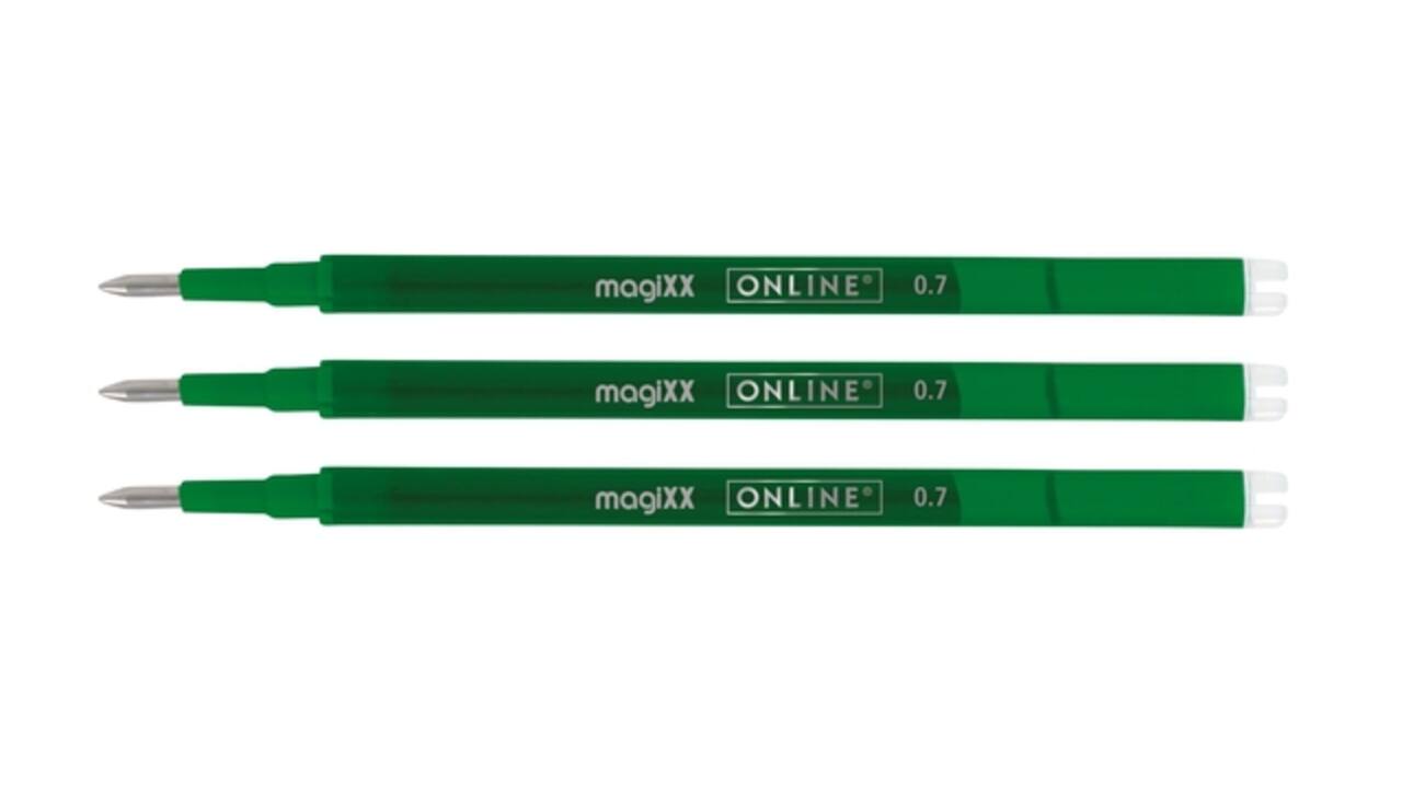 Gelschrijvervulling Online Magixx medium groen blister à 3 stuks