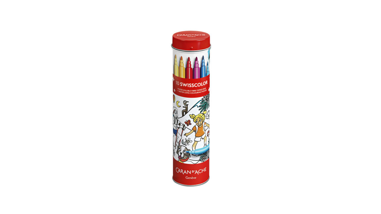 Viltstift Caran d'ache Swisscolor met poster koker à 10 kleuren