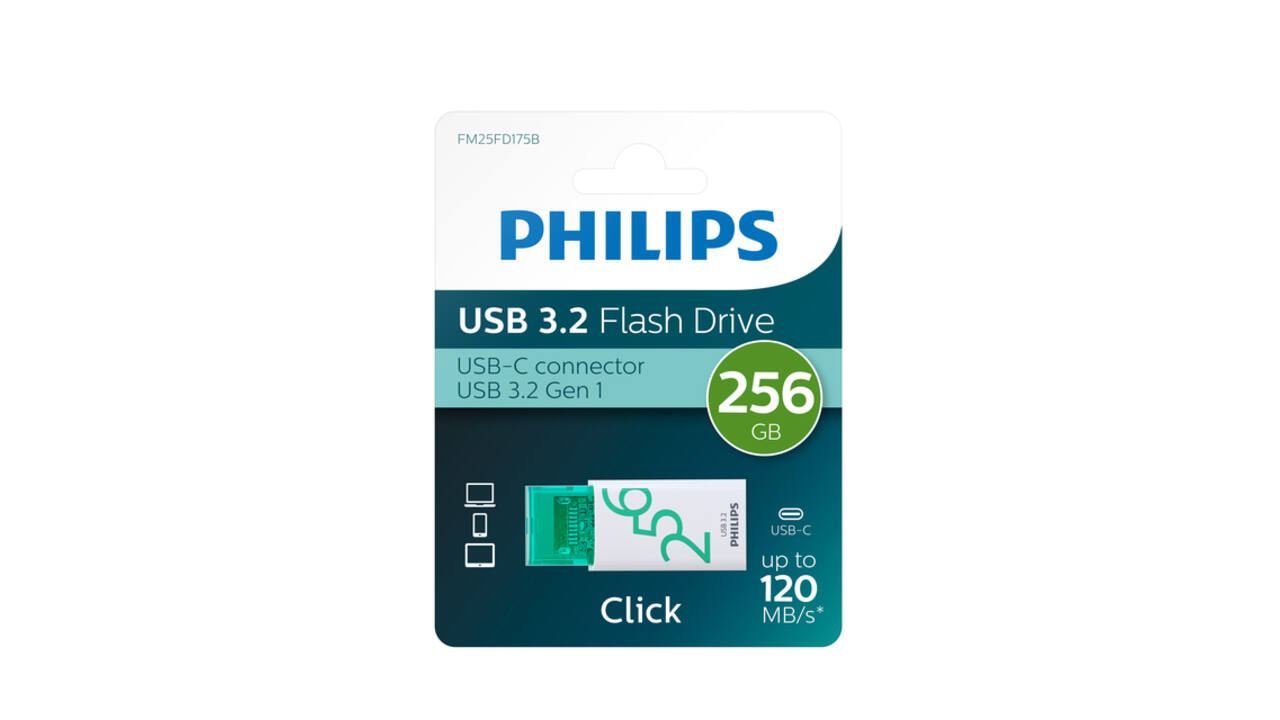 USB stick 3.2 Philips Click USB-C 256GB groen