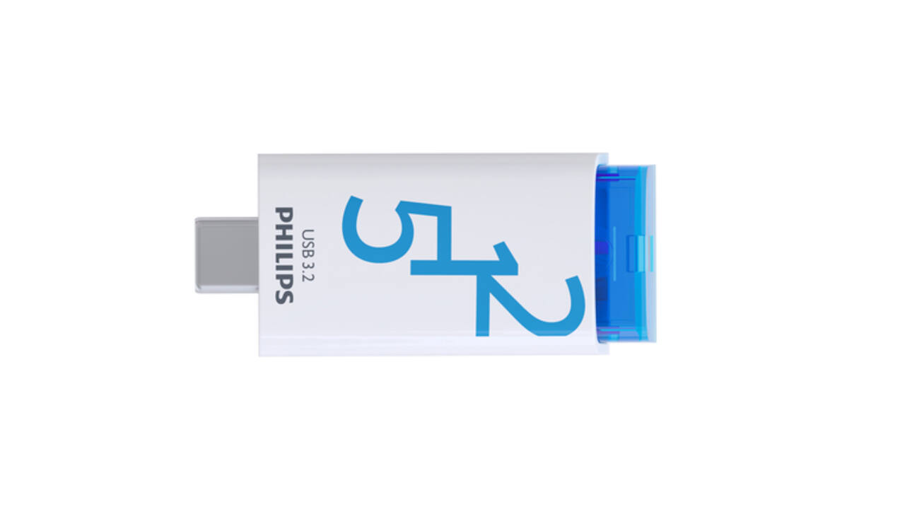 USB stick 3.2 Philips Click USB-C 512GB blauw