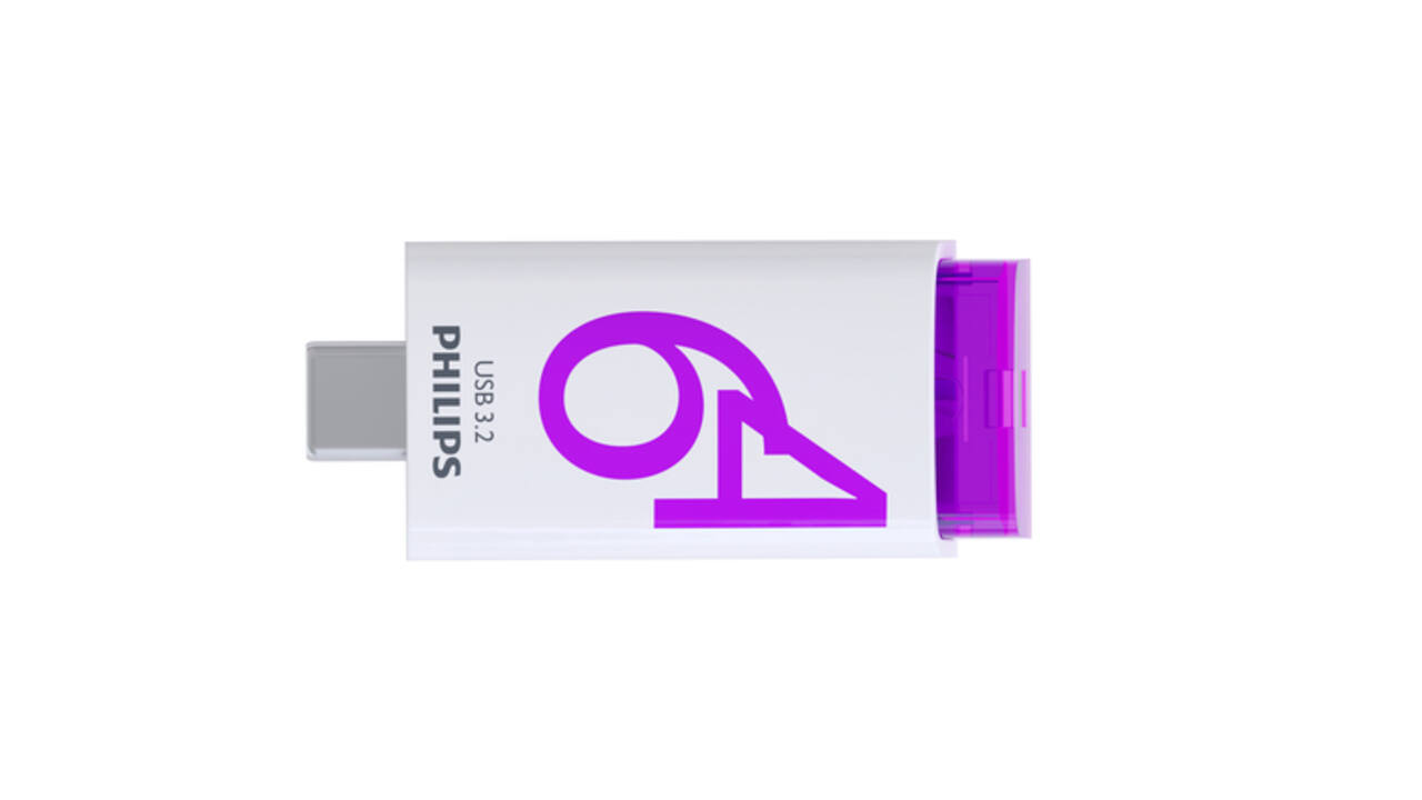USB stick 3.2 Philips Click USB-C 64GB paars