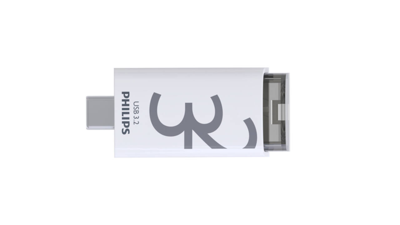 USB stick 3.2 Philips Click USB-C 32GB grijs