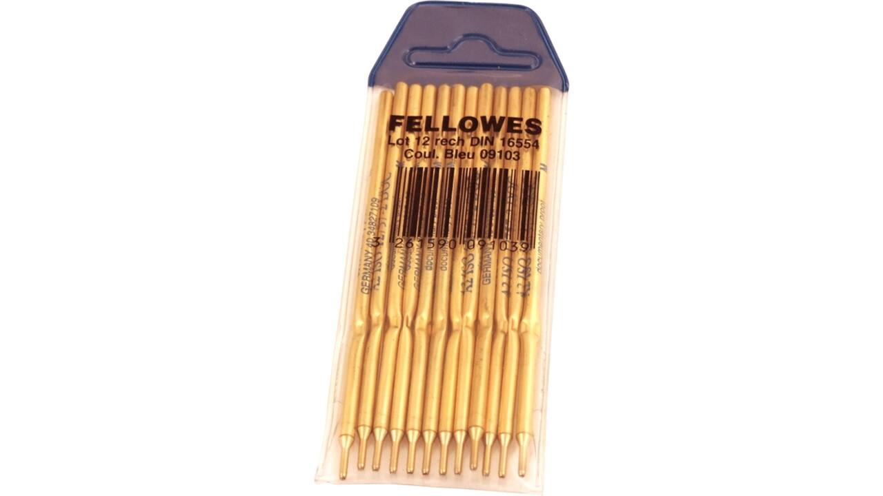Balpenvulling Fellowes DIN voor baliepen medium blauw 12 stuks