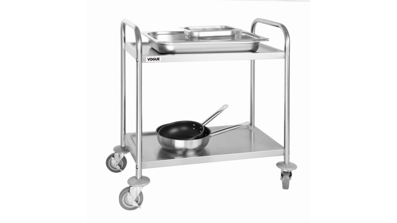 Serveerwagen Vogue met 2 plateaus 82.5x71 cm RVS