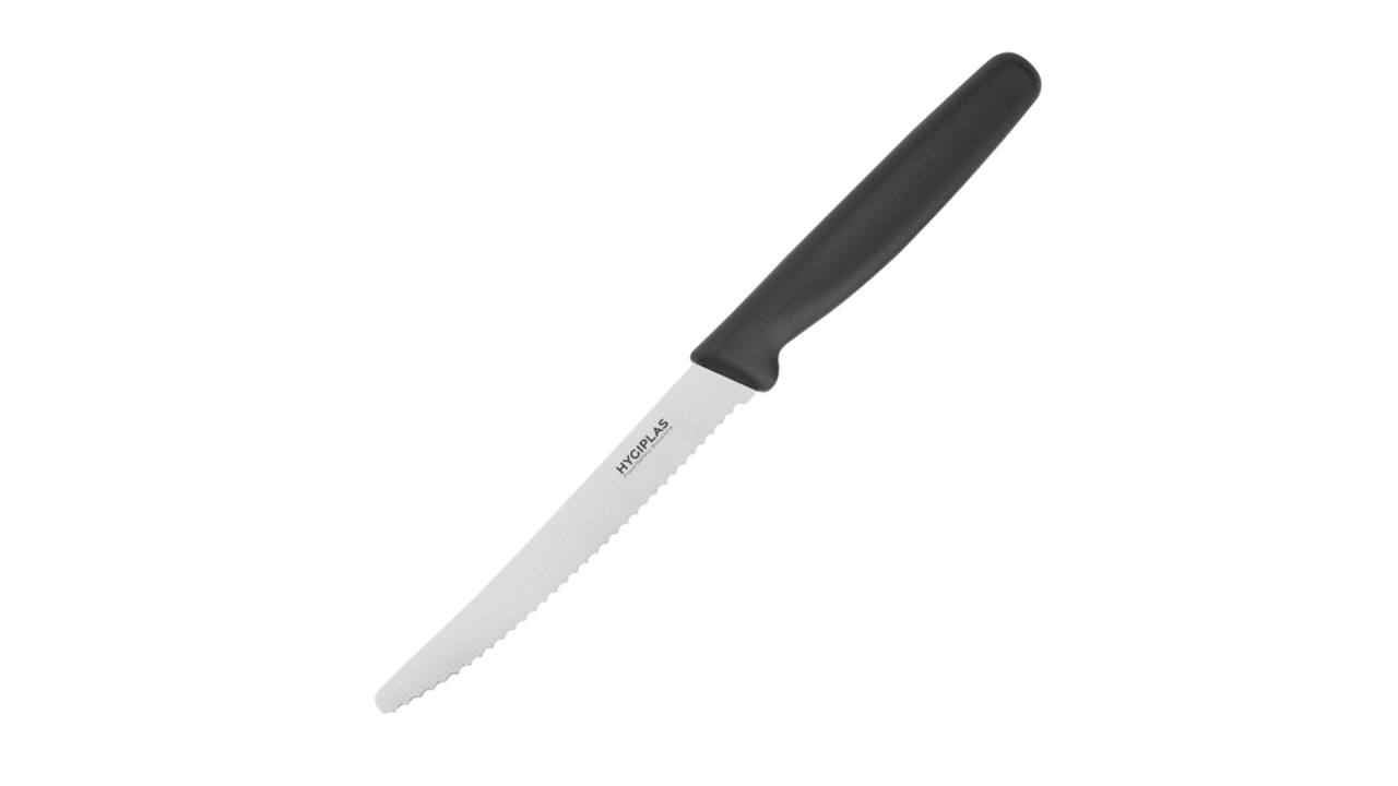 Tomatenmes Hygiplas gekarteld 10cm zwart