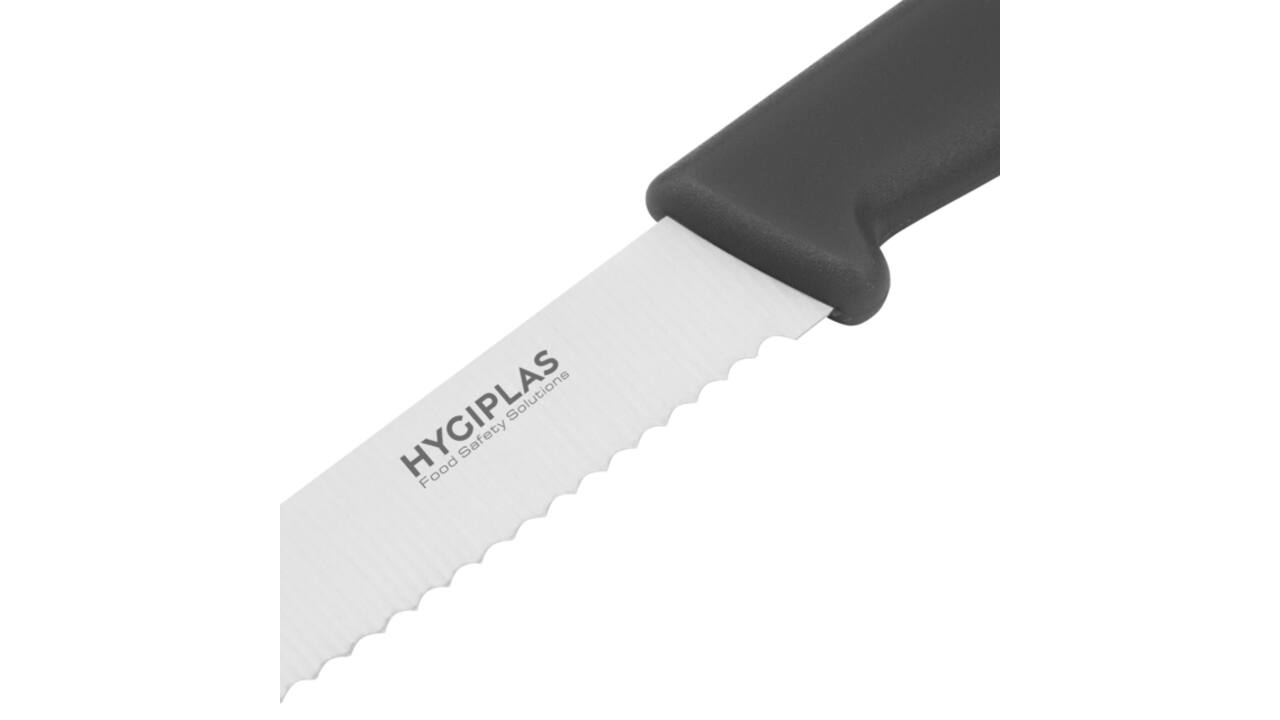 Tomatenmes Hygiplas gekarteld 10cm zwart