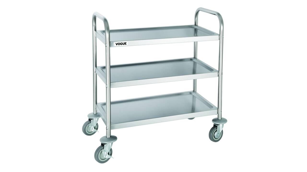 Serveerwagen Vogue met 3 plateaus 82.5x71 cm RVS