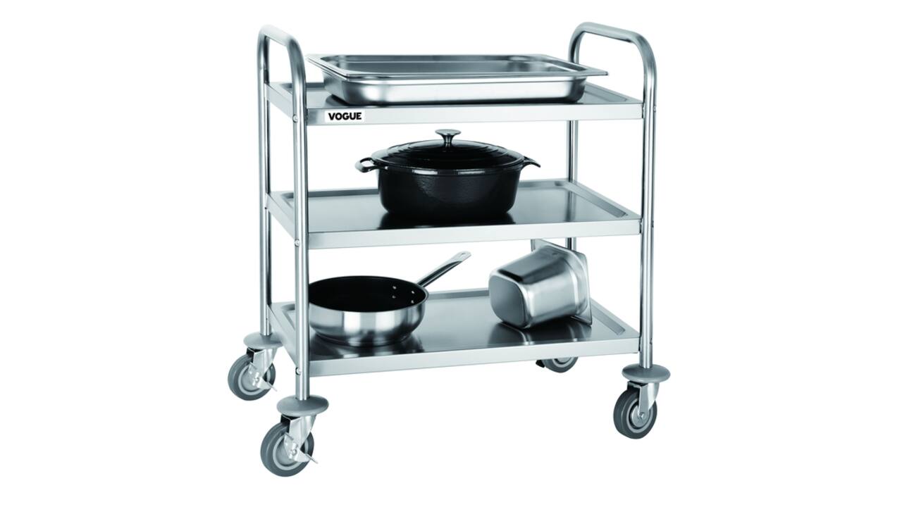 Serveerwagen Vogue met 3 plateaus 82.5x71 cm RVS