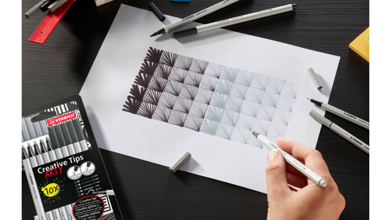 Creative Tips STABILO Arty assorti tips zwart blister à 5 stuks