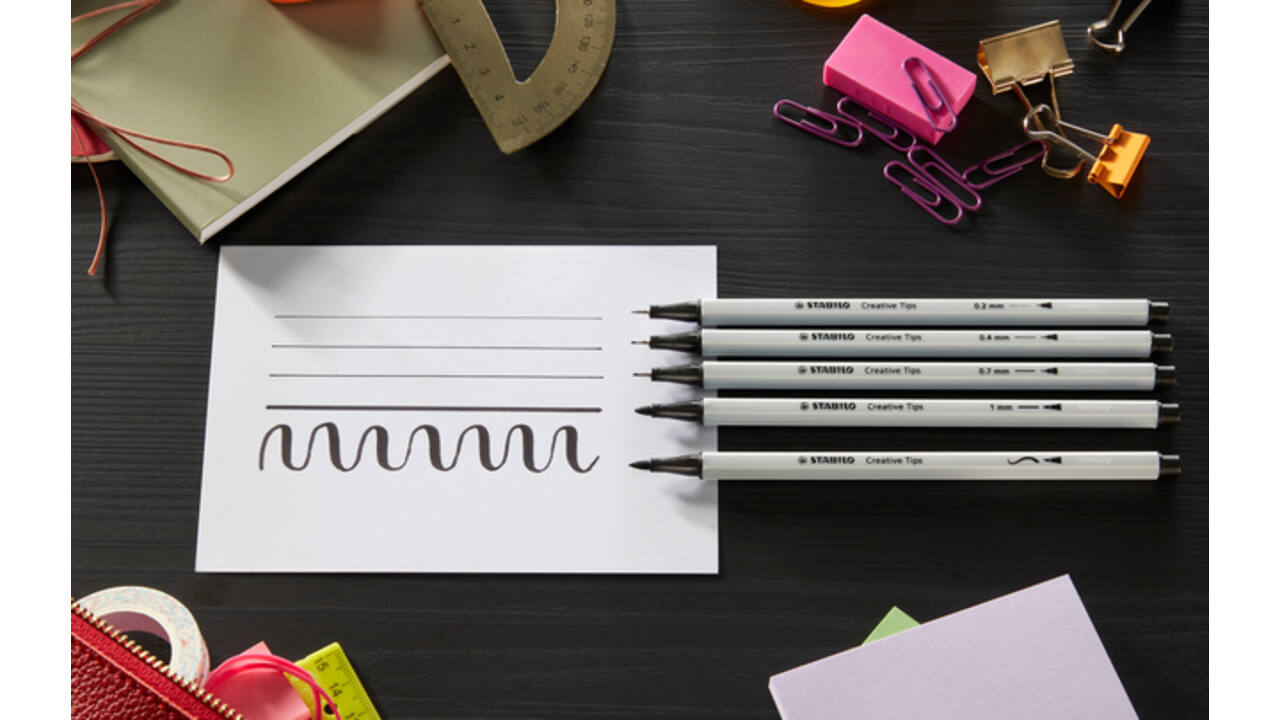 Creative Tips STABILO Arty assorti tips zwart blister à 5 stuks