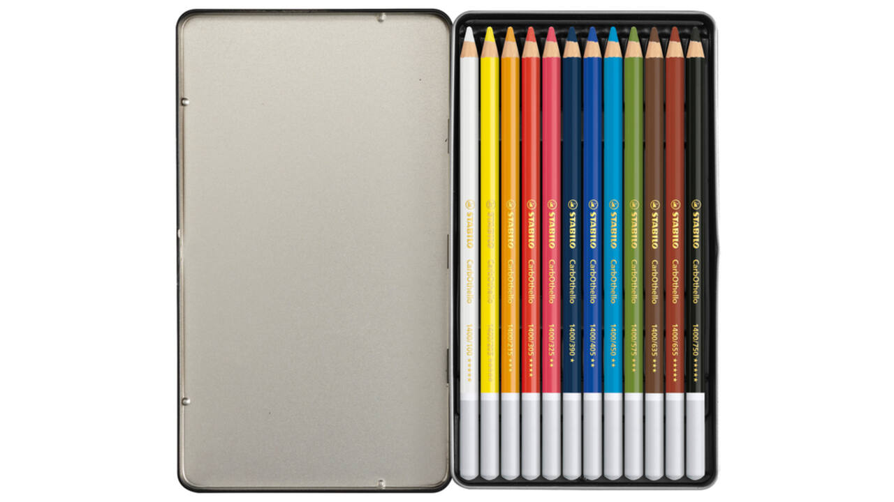 Kleurpotloden STABILO CarbOthello kalkpastel assorti blik à 12 stuks