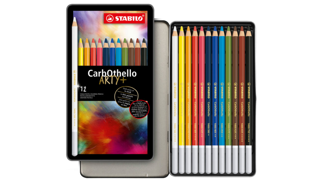 Kleurpotloden STABILO CarbOthello kalkpastel assorti blik à 12 stuks