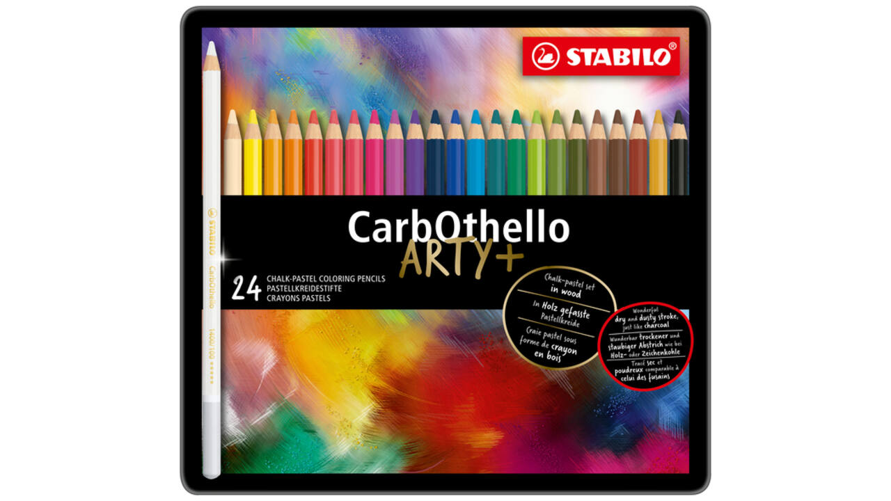 Kleurpotloden STABILO CarbOthello kalkpastel assorti blik à 24 stuks