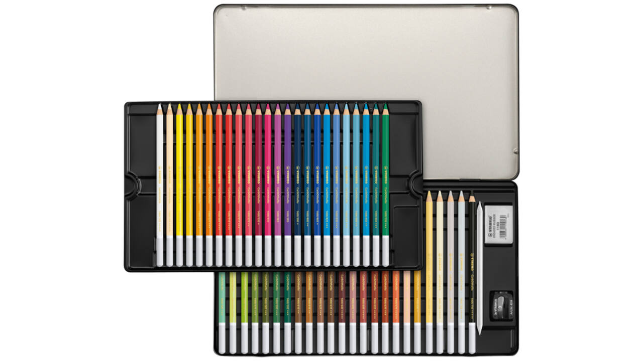 Kleurpotloden STABILO CarbOthello kalkpastel assorti blik à 48 stuks