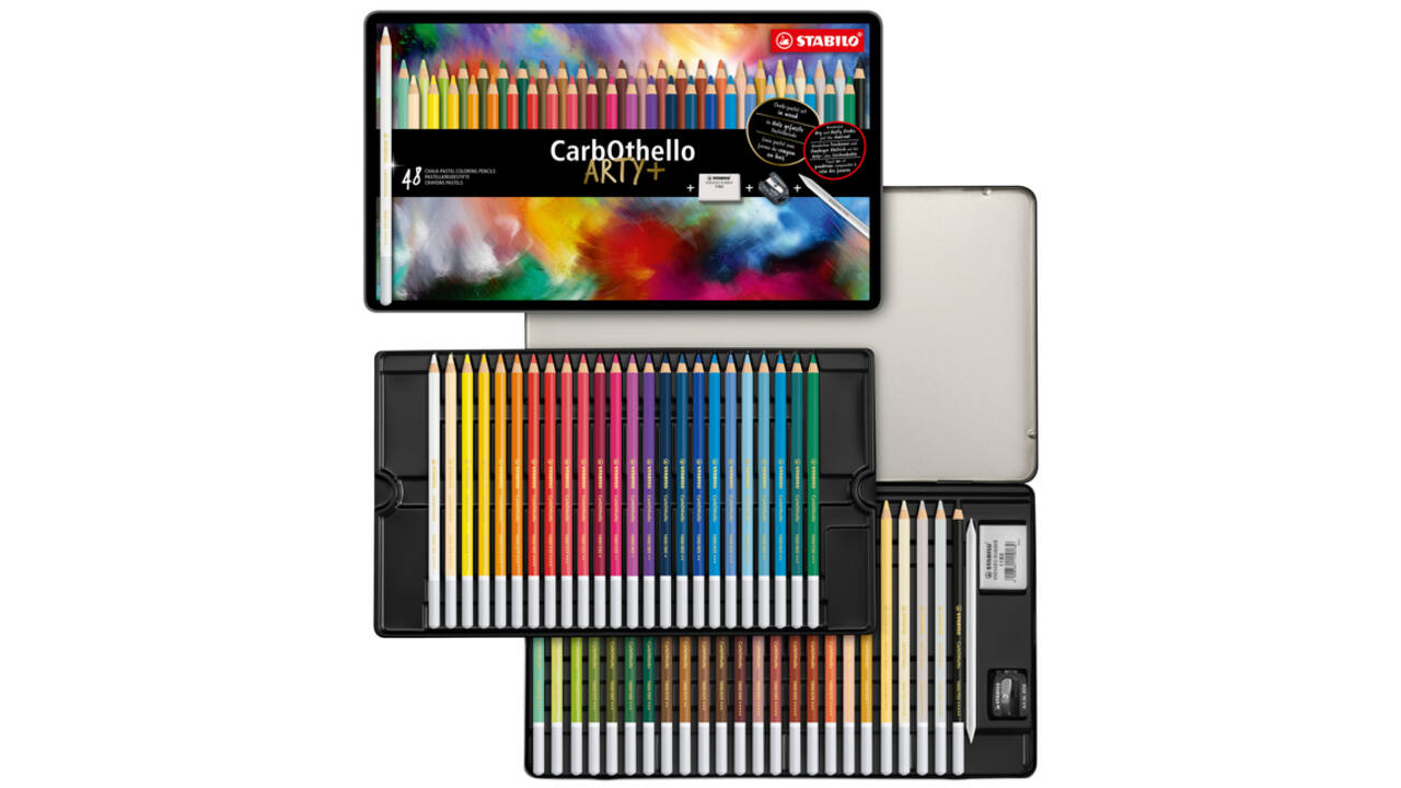Kleurpotloden STABILO CarbOthello kalkpastel assorti blik à 48 stuks
