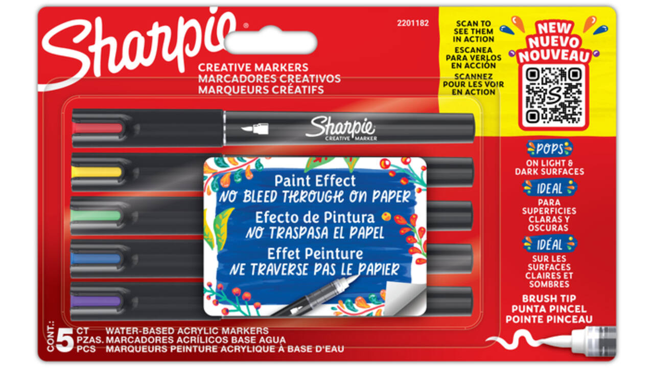 Creatieve marker Sharpie brushpunt assorti blister à 5 stuks