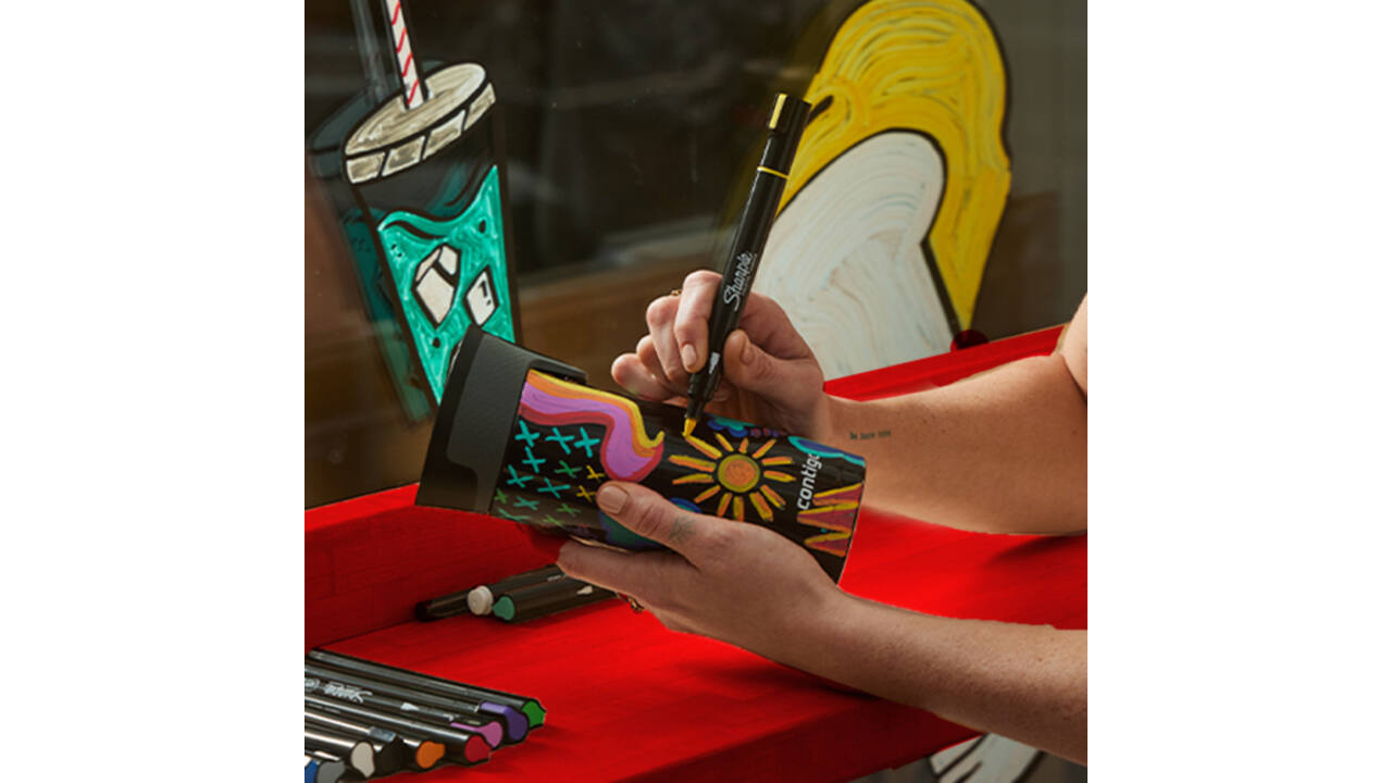 Creatieve marker Sharpie brushpunt assorti blister à 5 stuks