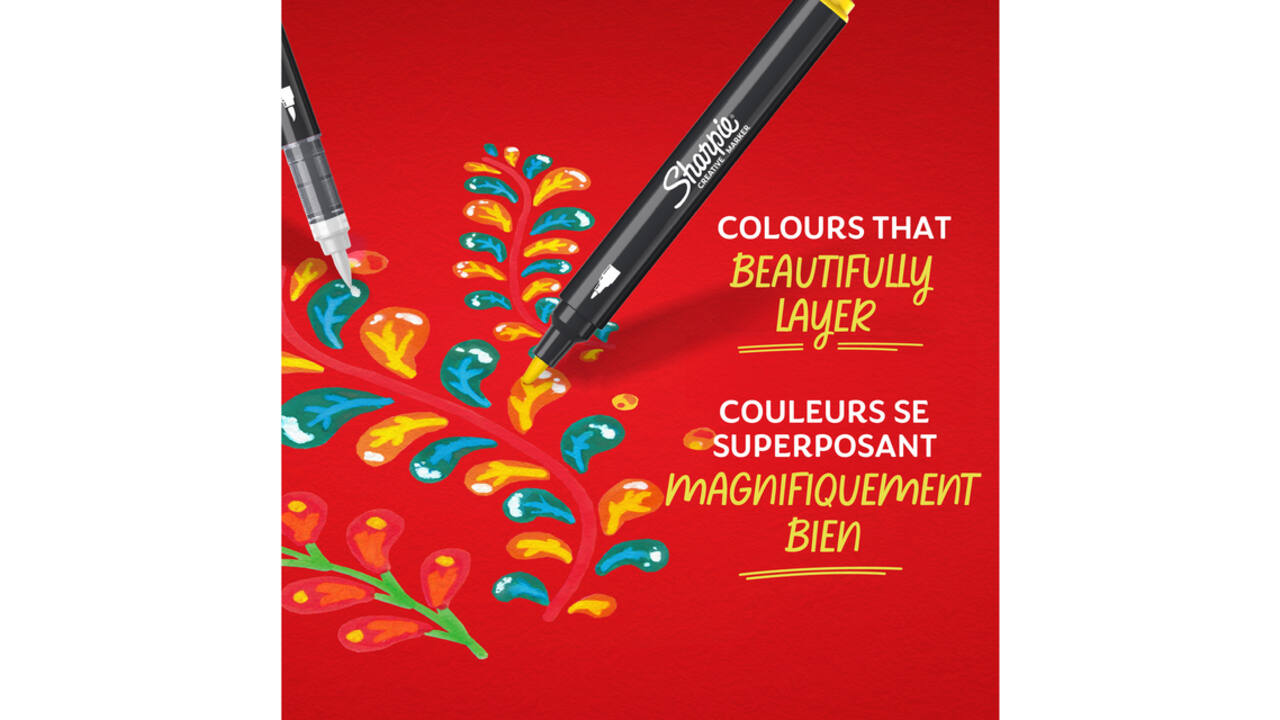 Creatieve marker Sharpie brushpunt assorti blister à 5 stuks