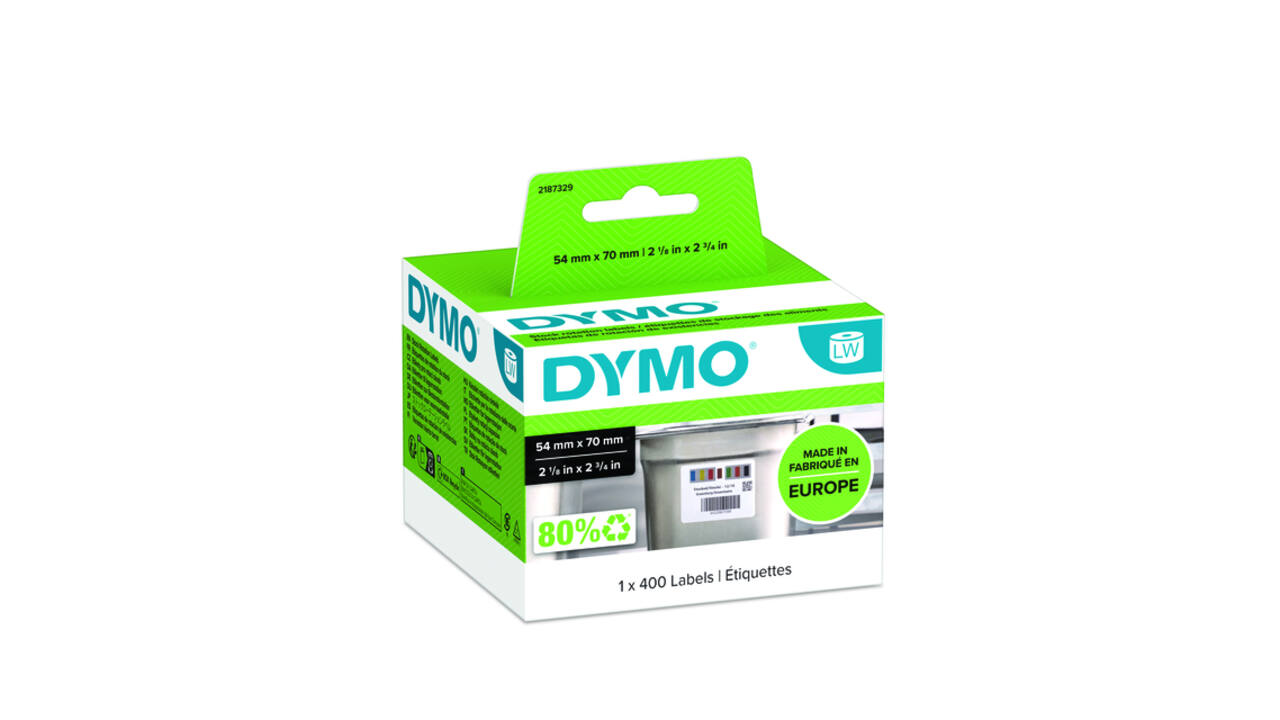 Etiket Dymo LabelWriter voedselhoudbaarheid 54x70mm 1 rol á 400 etiketten wit