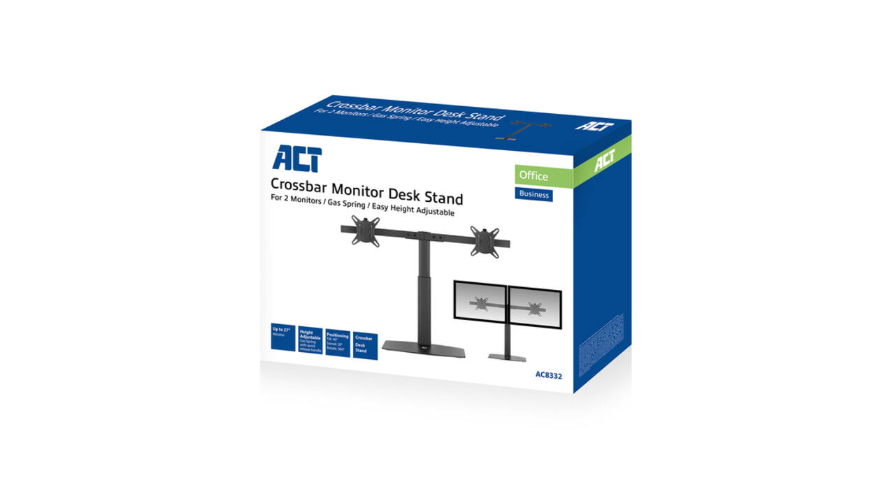 Monitorarm ACT office gasveer crossbar 2 schermen