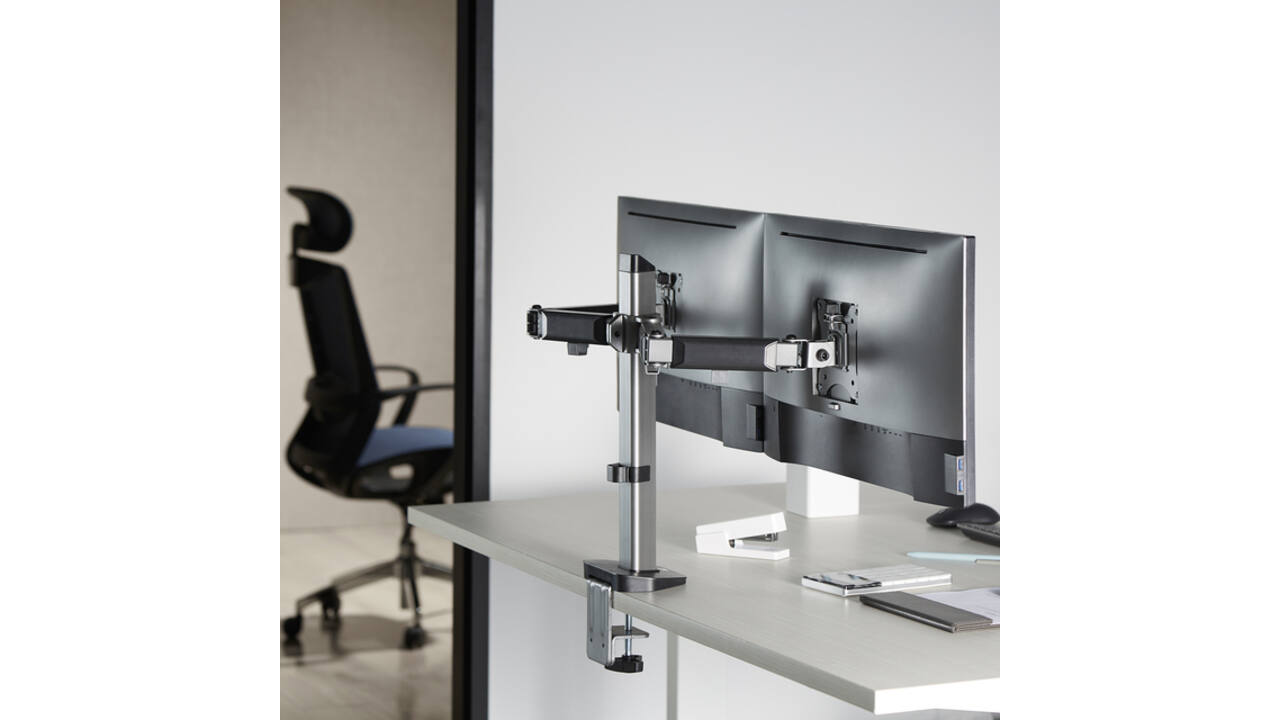 Monitorarm ACT office 2 schermen zilver
