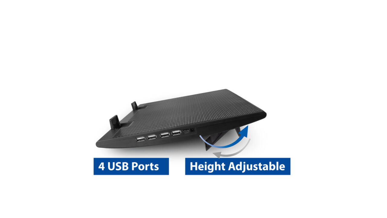 Laptopstandaard ACT 2 standen met ventilator 4-p hub