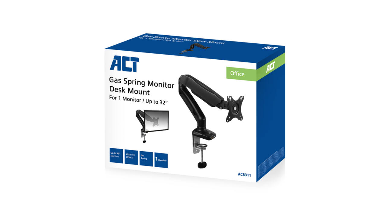 Monitorarm ACT office met gasveer 1 scherm