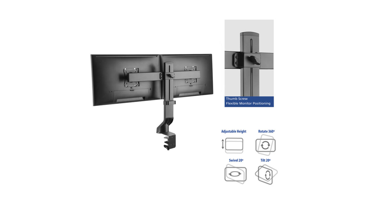 Monitorarm ACT office crossbar 2 schermen verstelbaar