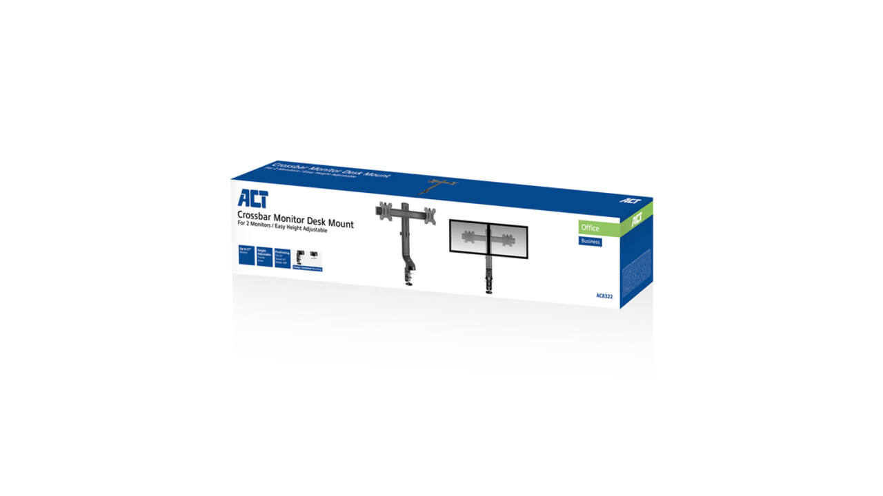 Monitorarm ACT office crossbar 2 schermen verstelbaar