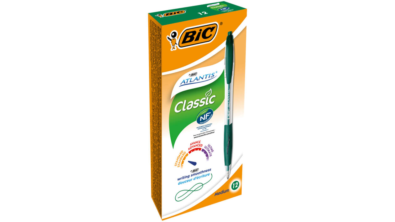 Balpen Bic Atlantis classic grip clic medium groen