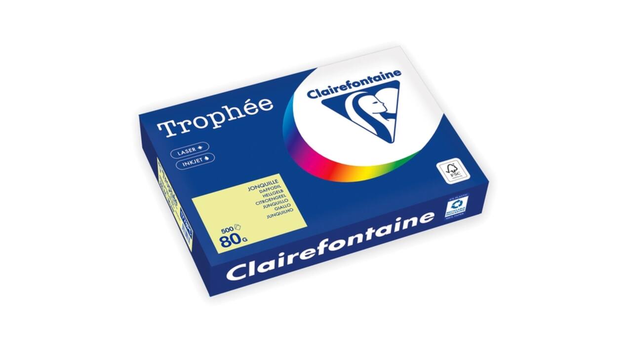 Kopieerpapier Trophée A4 80gr citroengeel 500 vel