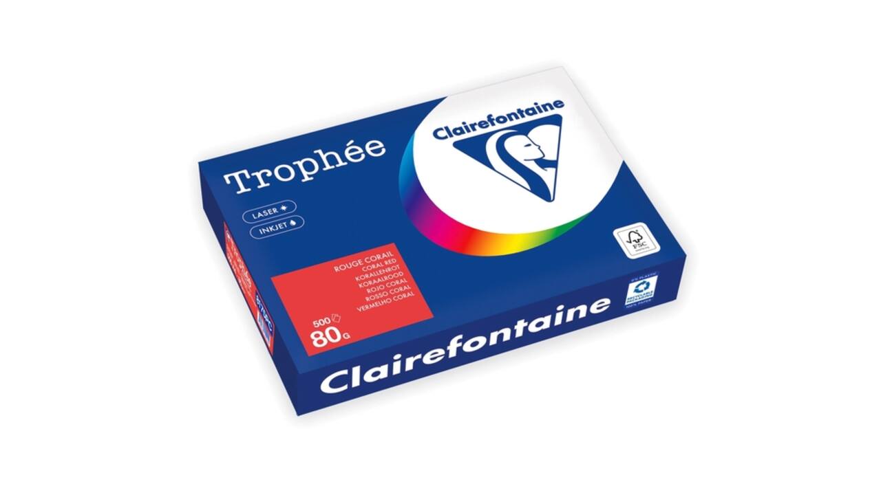 Kopieerpapier Trophée A4 80gr koraalrood 500 vel